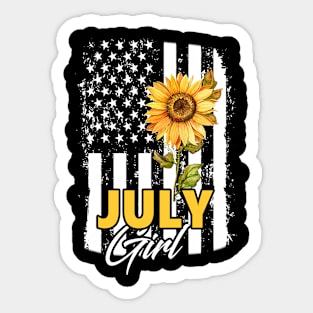 Flag Sunflower July Girl Sticker